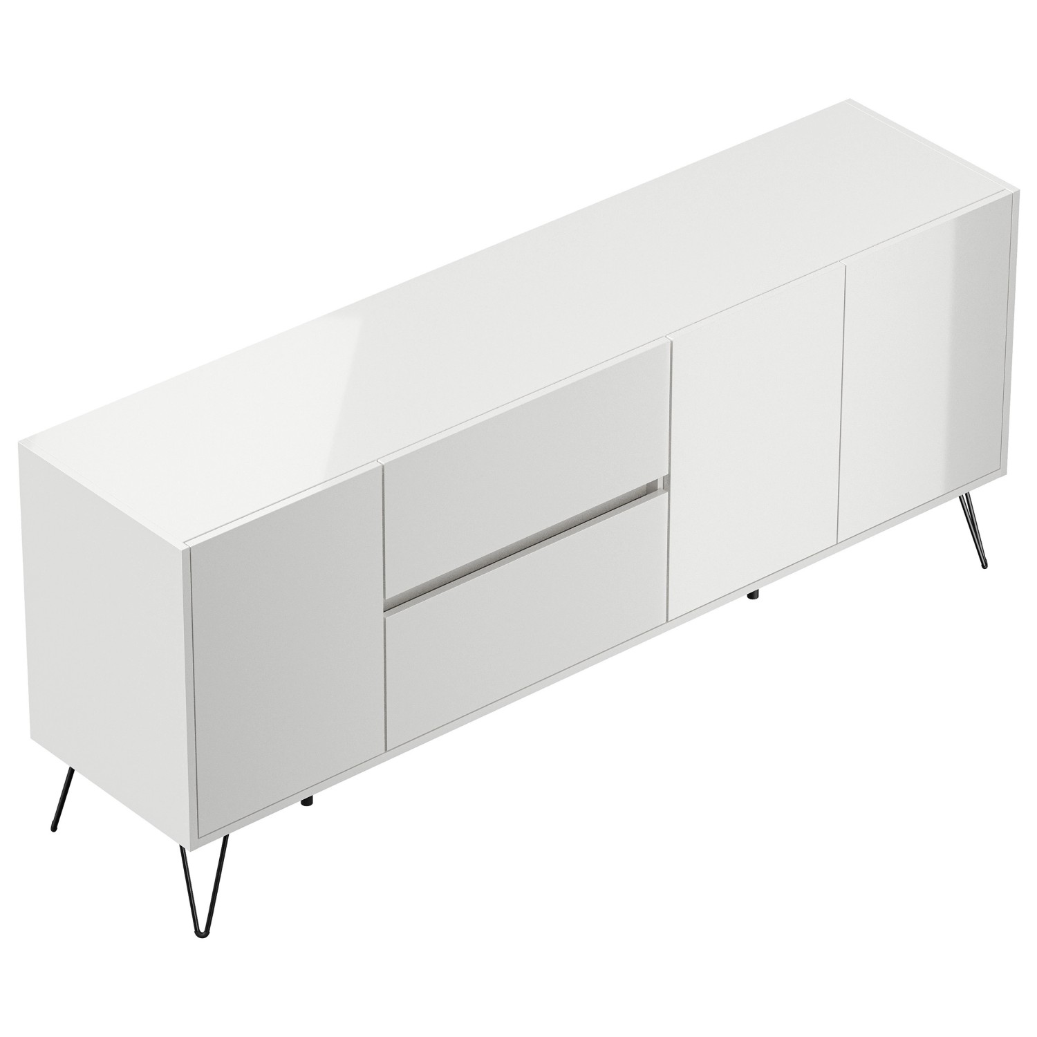 Posseik Sideboard Industrial I 2 Schubladen 3 Türen 180 cm Weiß Hochglanz günstig online kaufen