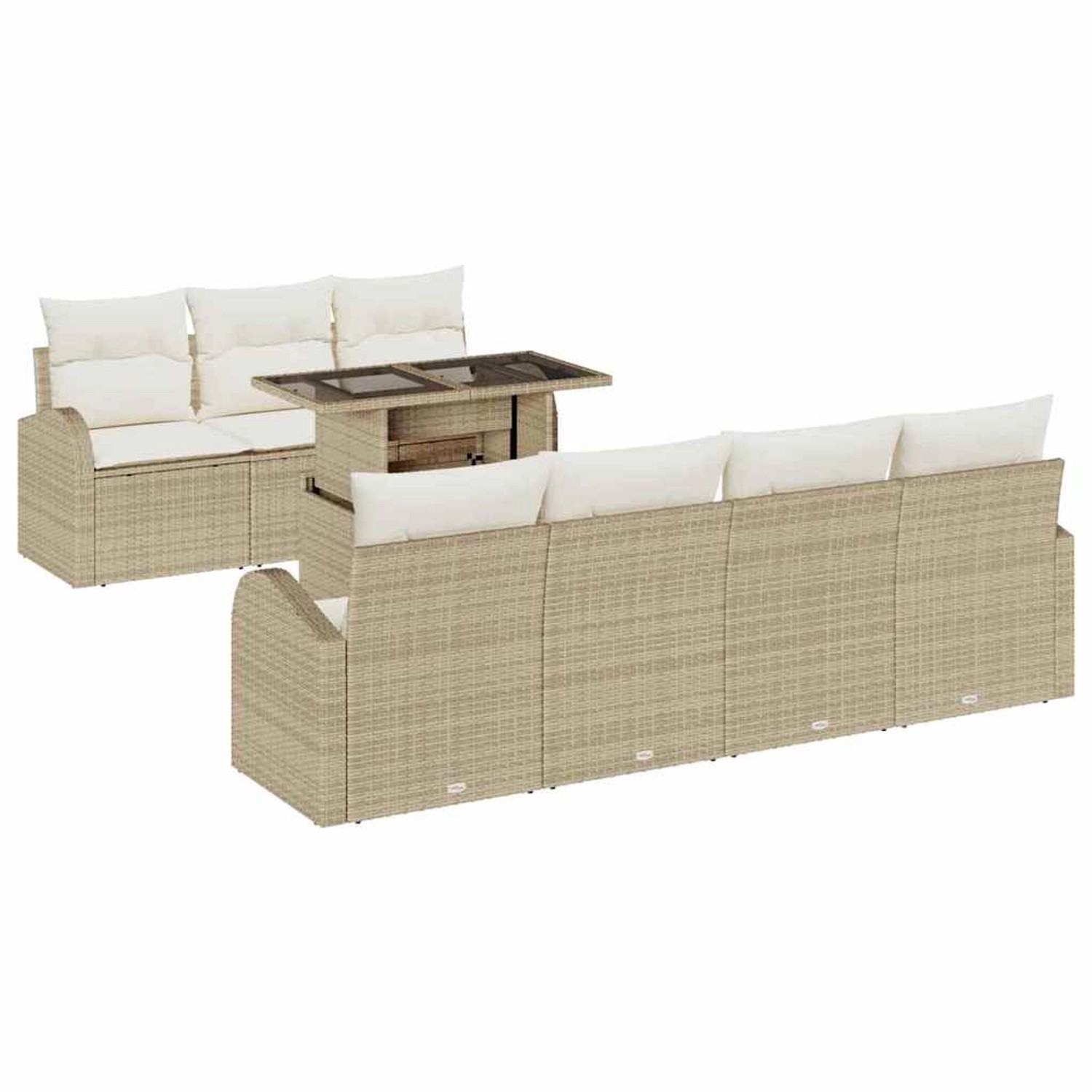 vidaXL Garten-Sofa-Set mit Kissen 8-Tlg Beige Poly Rattan 3348587 günstig online kaufen