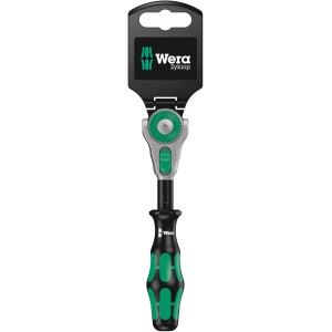 Wera Zyklop Speed-Knarre 8000 A SB mit 6,3 mm (1/4) Antrieb, Ratschenschlüssel mit grün-schwarzem Griff.