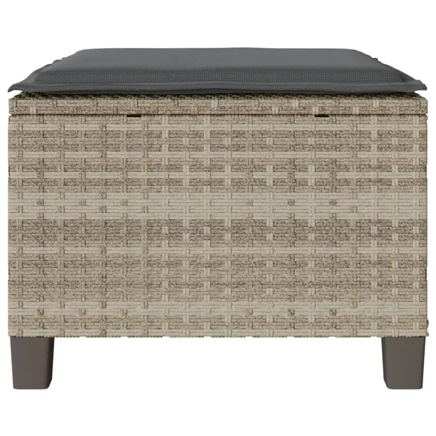 Hellgrauer vidaXL Bistro-Set Hocker/Tisch aus Polyrattan mit dunklem Kissen.