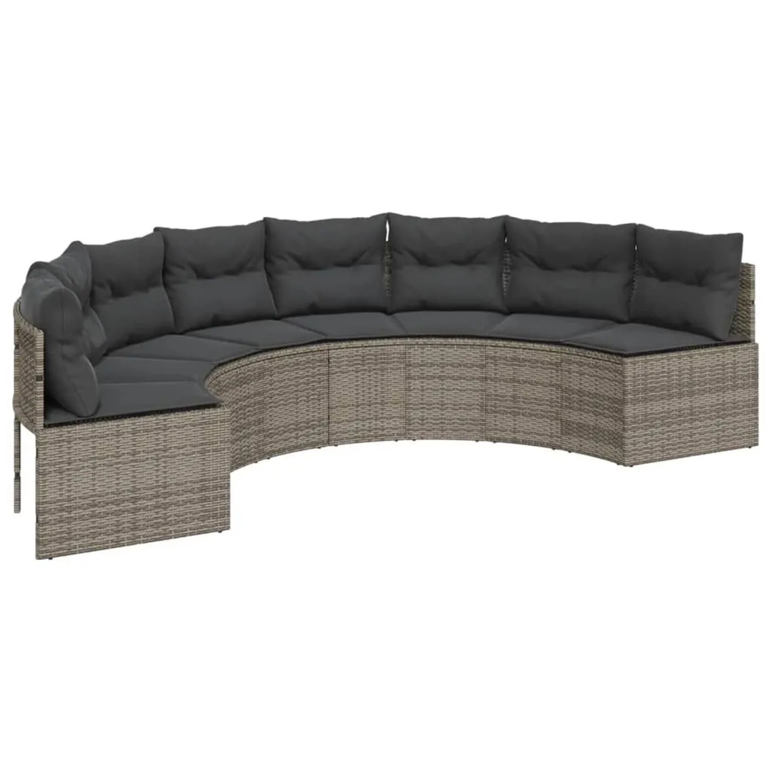 Thumbnail - vidaXL Gartensofa mit Kissen Halbrund Grau Poly Rattan 3318523