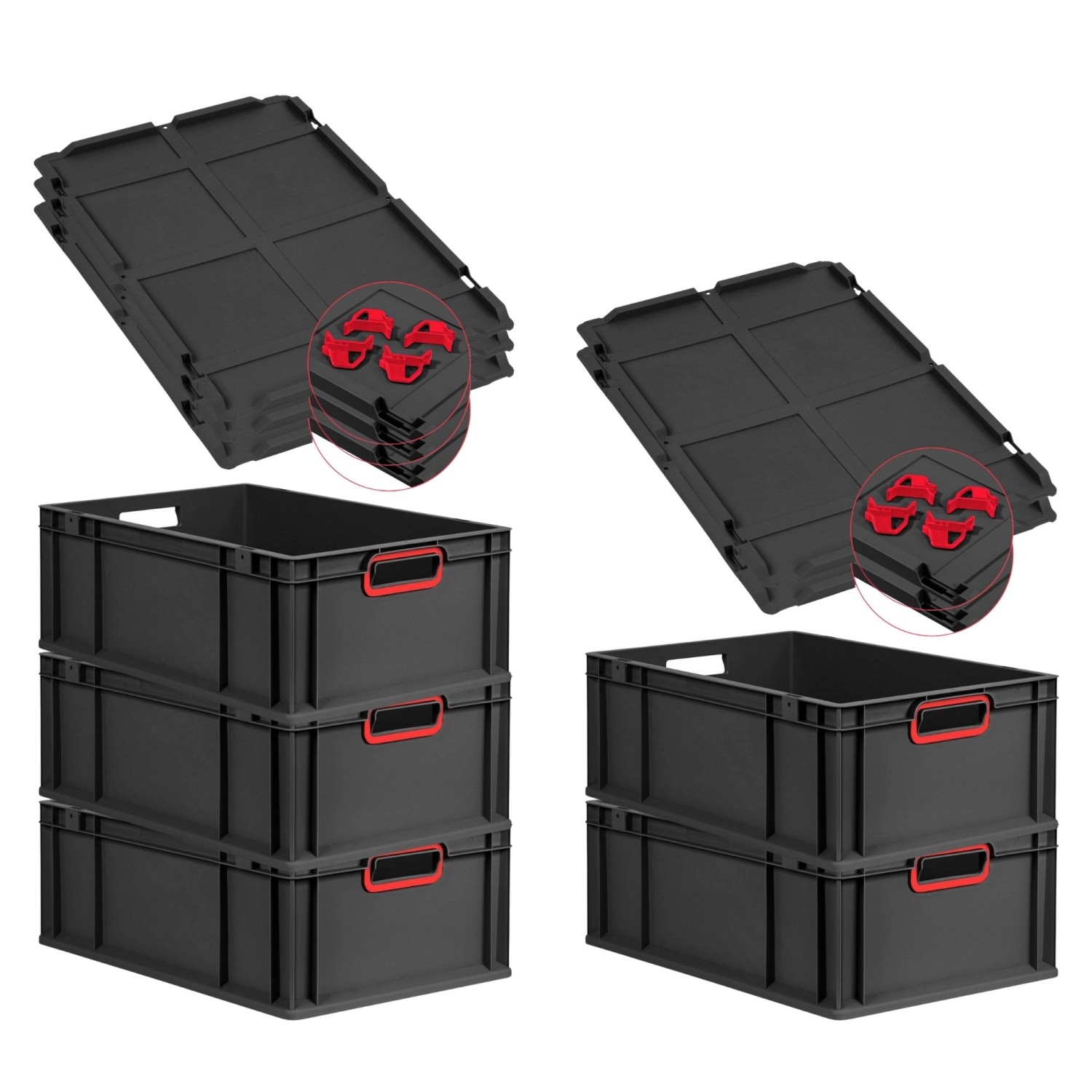 PROREGAL SparSet 5x Eurobox Nextgen Color Mit Auflagedeckel HxBxT 22x40x60c günstig online kaufen