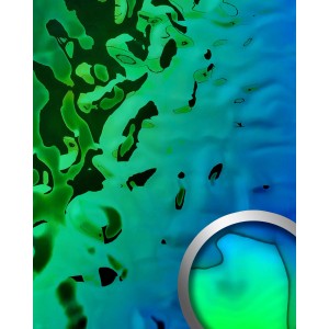 WALLFACE Wandpaneel Ocean Aqua, holographisch blau, Metall-Optik.