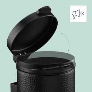Relaxdays Kosmetikeimer Eisen Kunststoff Schwarz Wandmontage Softclose 25 x 17 x 22 cm 3 L 0.6 kg