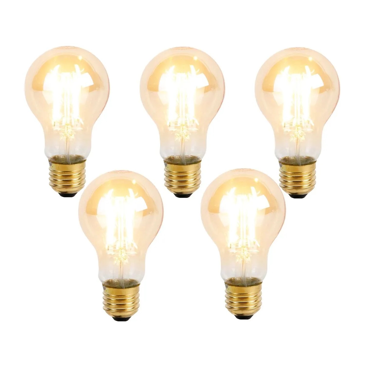 LUEDD 5er Set E27 3 Stufen Dimmbar LED Leuchtmittel A60 Goldline 5W 530lm 2200K