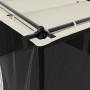Detailansicht: Creme-farbener vidaXL Pavillon (3x3 m) mit Stahlrahmen und Netzwänden.