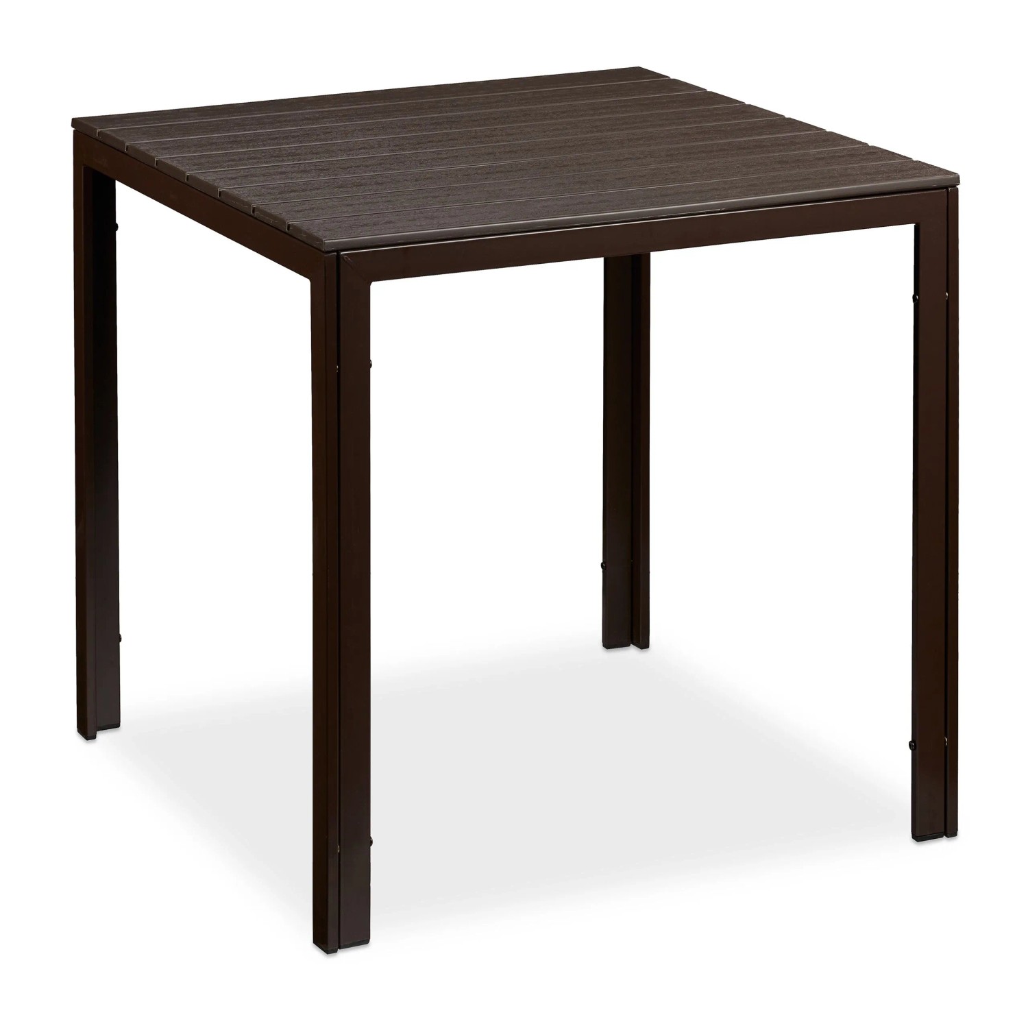 Relaxdays Gartentisch Stahl Kunststoff Braun Wetterfest Pflegeleicht 74,5 cm x 77,5 cm x 77,5 cm 9,3 kg