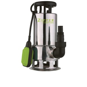 Zipper ZI-DWP1100N Schmutzwasser Tauchpumpe mit Schwimmerschalter und Niro-Gehäuse.