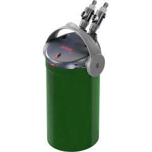Eheim Ecco Pro 300 Außenfilter für Aquarien, grün mit grauem Griff und Anschlüssen.