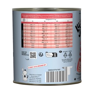 Lucky Jim Hunde-Nassfutter Junior Rind & Kalb, 800g Dose mit Fütterungsempfehlung.