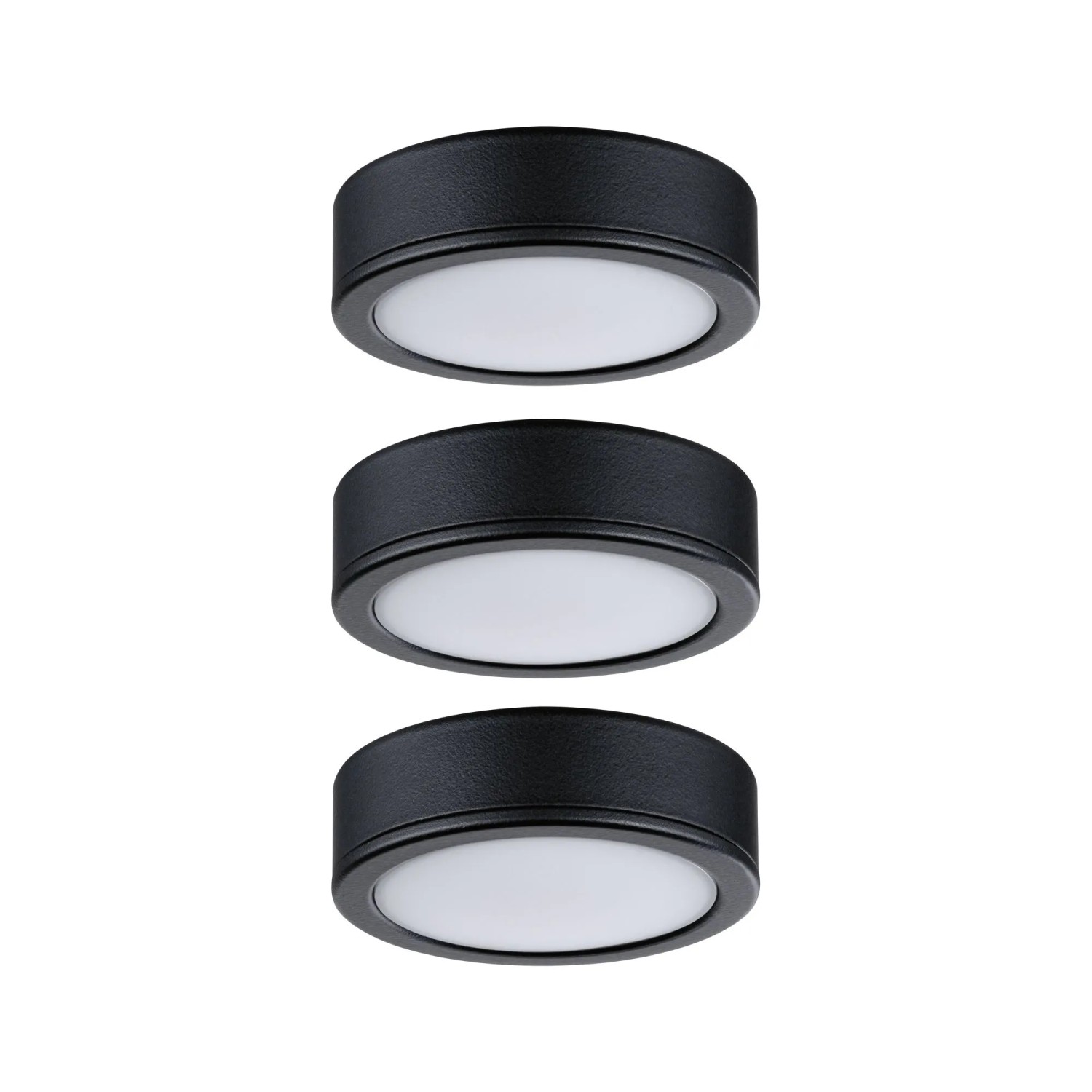 Paulmann Pukk Möbel Einbaustrahler Set, 3 schwarze LED Leuchten für Möbel und Regale.