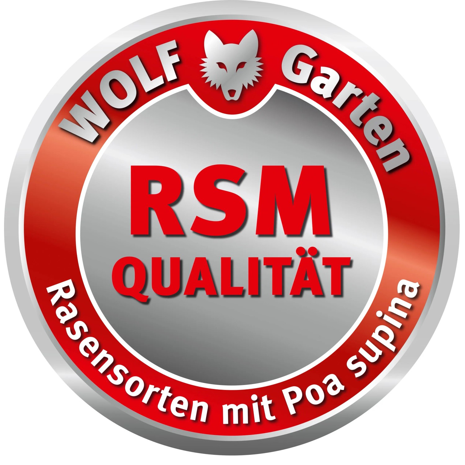 Siegel: Wolf-Garten Premium-Rasen LP 50 Schatten und Sonne mit RSM Qualität.