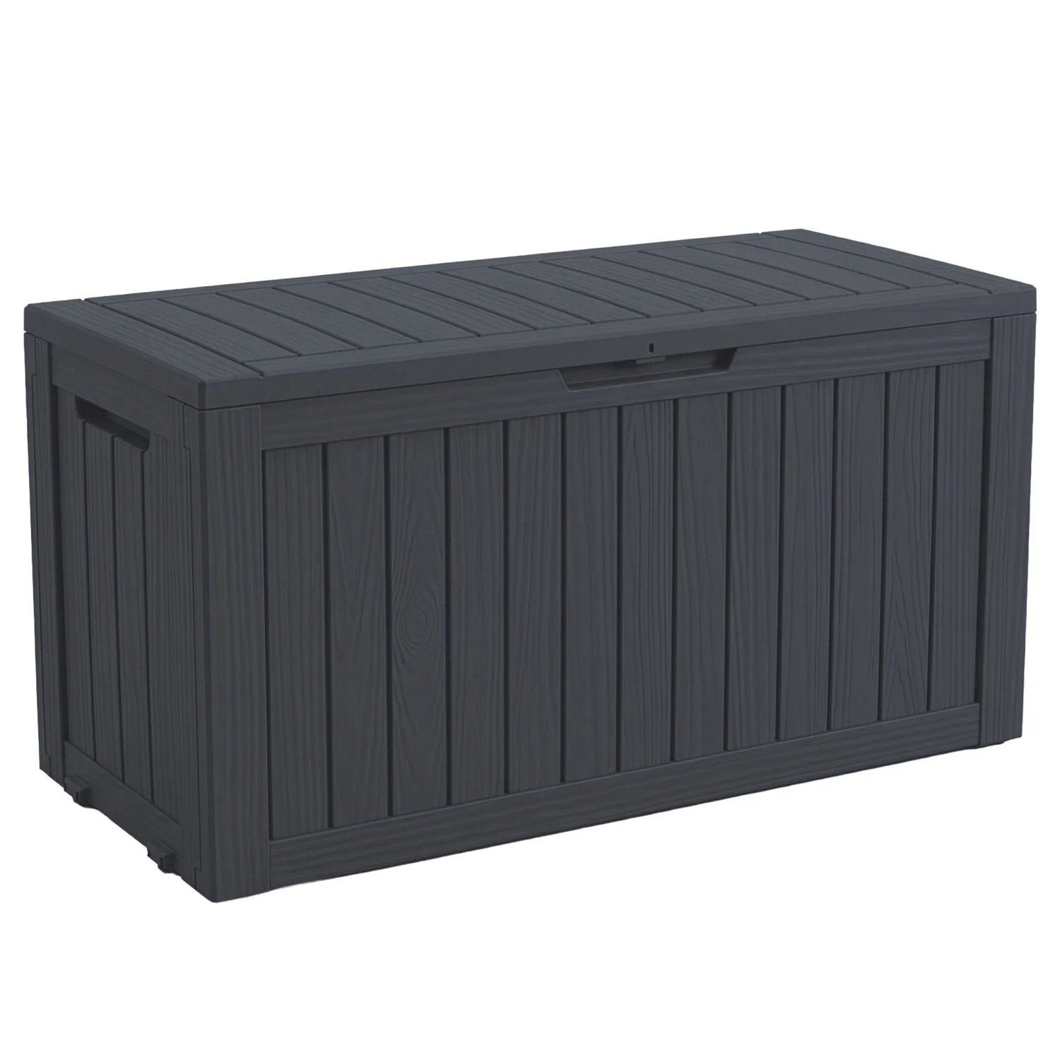 Floordirekt Gartenbox Holzoptik Wetterfest Auflagenbox Kissenbox Anthrazit 270 L