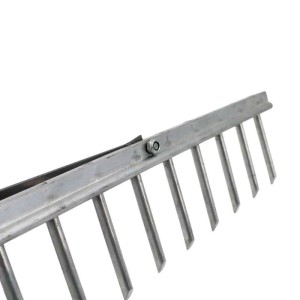 Galaflor Gartenrechen aus Aluminium, 16 Zinken, ohne Stiel. Detailansicht der Zinken.