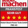 Testurteil „sehr gut“ für Bosch PBD 40 Tischbohrmaschine, ausgezeichnet mit 5 Sternen.