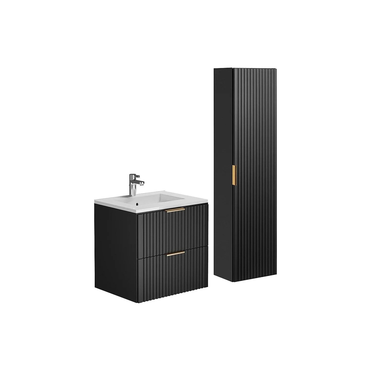 Vente-unique Badmöbel-Set Zevara Schwarz 60 cm