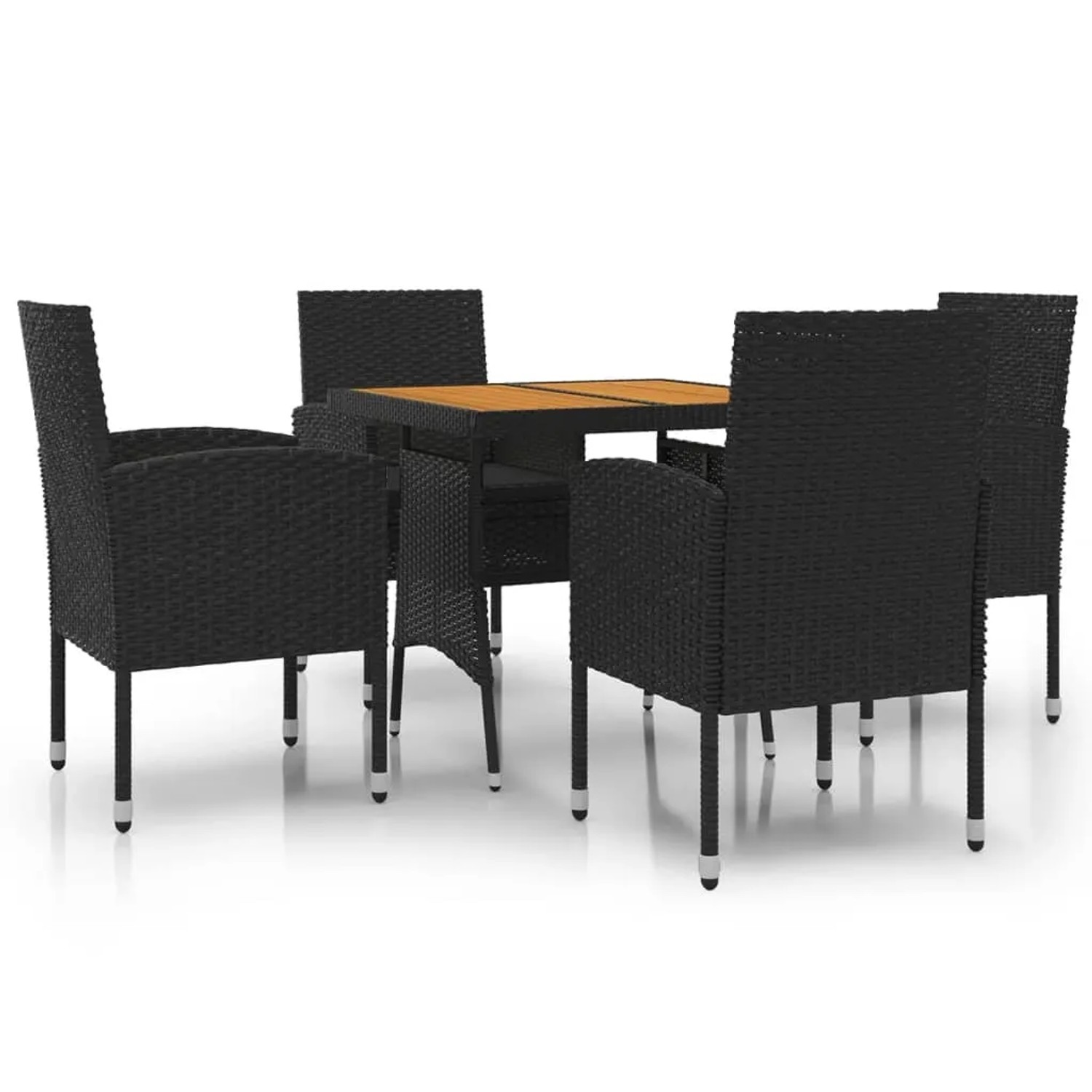 vidaXL 5-Tlg Garten-Essgruppe Poly Rattan Schwarz 3120091
