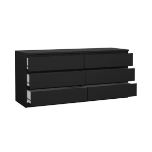ebuy24 Naia Kommode mit 6 Schubladen, matt schwarz, für Schlafzimmer oder Wohnzimmer.