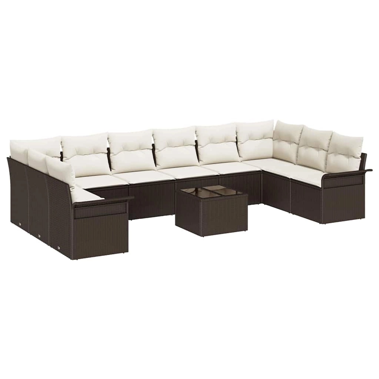 vidaXL Garten-Sofa-Set mit Kissen mit Speicher 11-Tlg Grau Poly Rattan 3354 günstig online kaufen