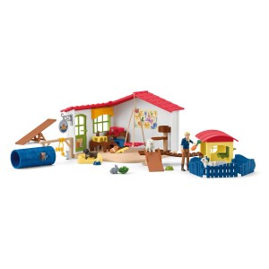 Schleich Tierhotel Spielset mit Tierpflegerin, Hunden, Katzen, Kaninchen und Zubehör.