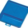 Blaue LUX Farbwanne 20x20 cm mit Abstreifgitter für Farbrollen.