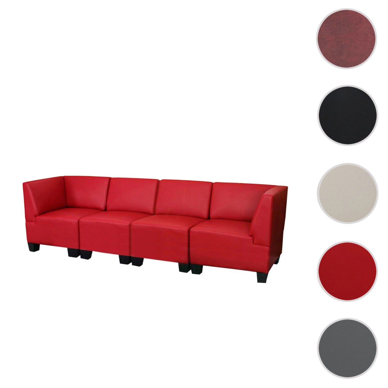 Rotes MCW Moncalieri 4-Sitzer Sofa mit hohen Armlehnen, modulare Wohnlandschaft.