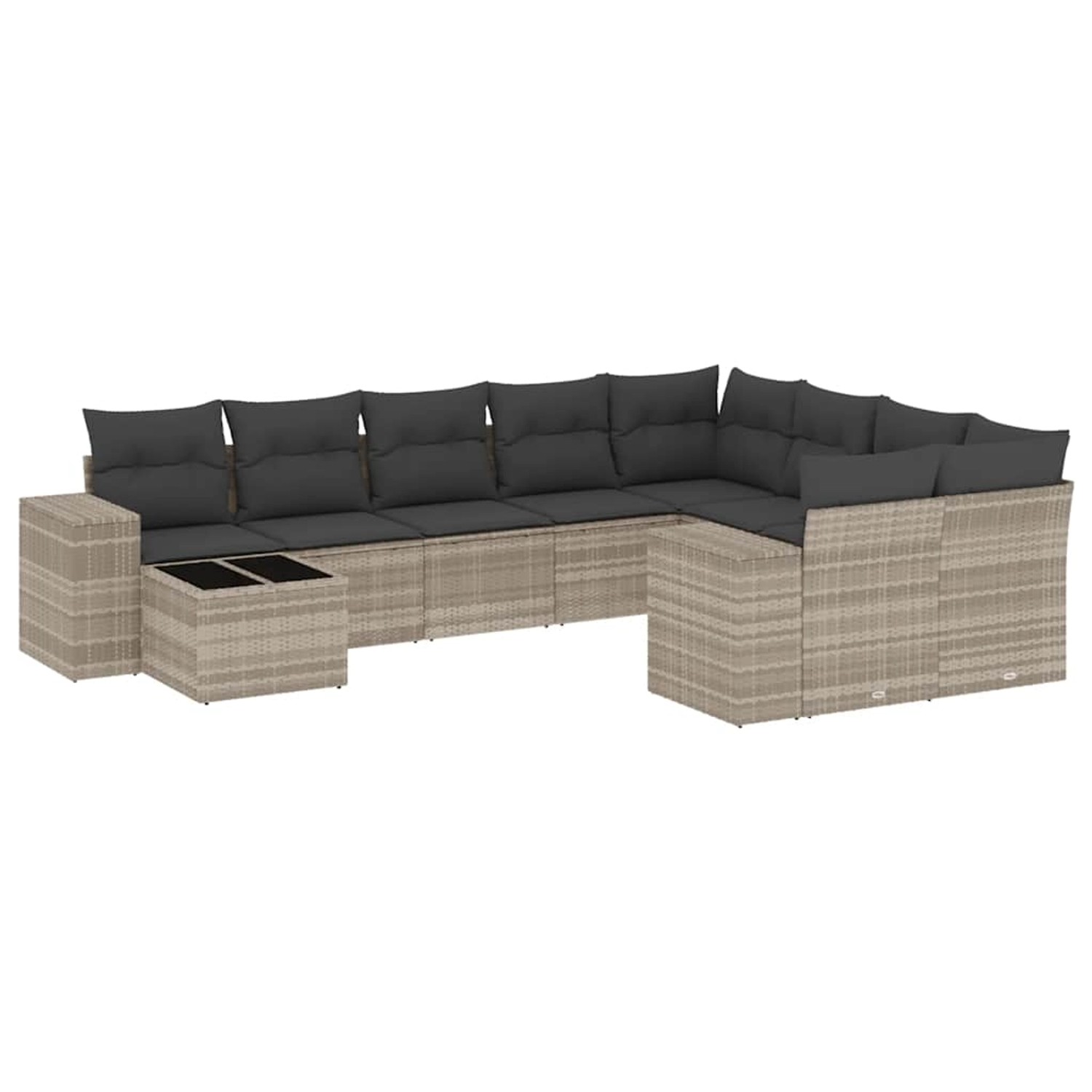 vidaXL 10-Tlg Garten-Sofagarnitur mit Kissen Hellgrau Poly Rattan 3223061 günstig online kaufen