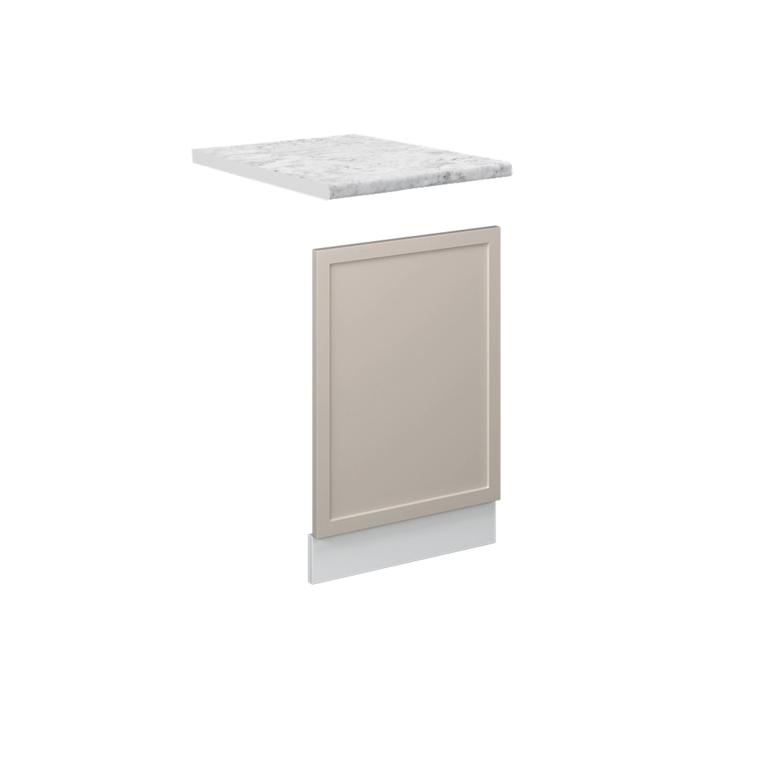 Vicco Frontblende Fame-Line GrauBeige 45 cm AP Marmor mit Weiß Korpus