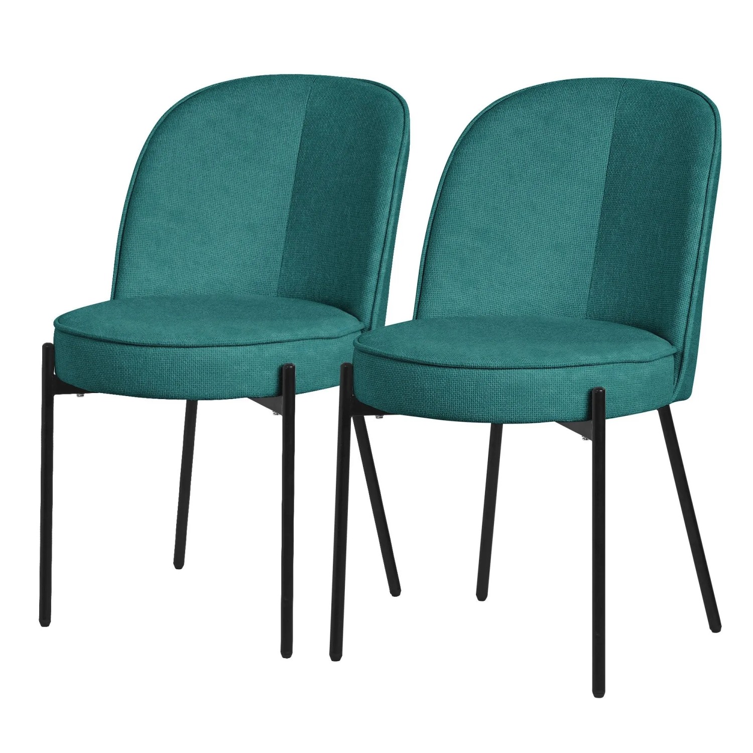 ML-Design Esszimmerstühle 2Er Set Petrol mit Metallbeine-Stoffbezug