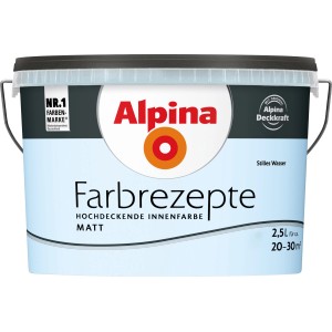 Eimer Alpina Farbrezepte Stilles Wasser, matte, blaue Innenfarbe, 2,5 Liter.