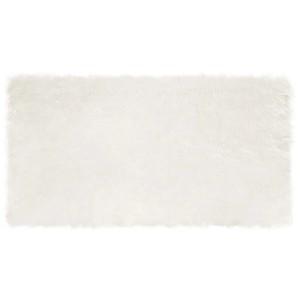 Weißer Kunstschaffell Teppich Tafalla aus Polyester, 80x150 cm. Flauschiger Kunstfell Teppich.