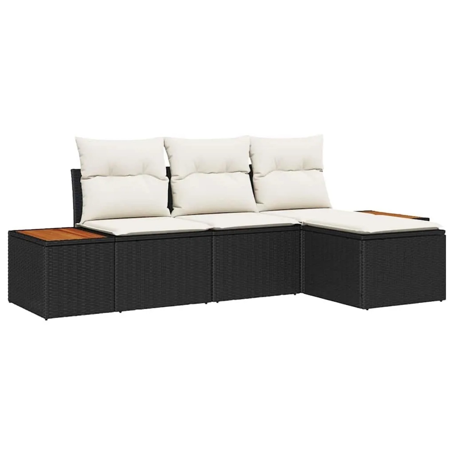 vidaXL Gartensofa-set mit Kissen 4-Tlg Schwarz Poly-Rattan 3348058 günstig online kaufen
