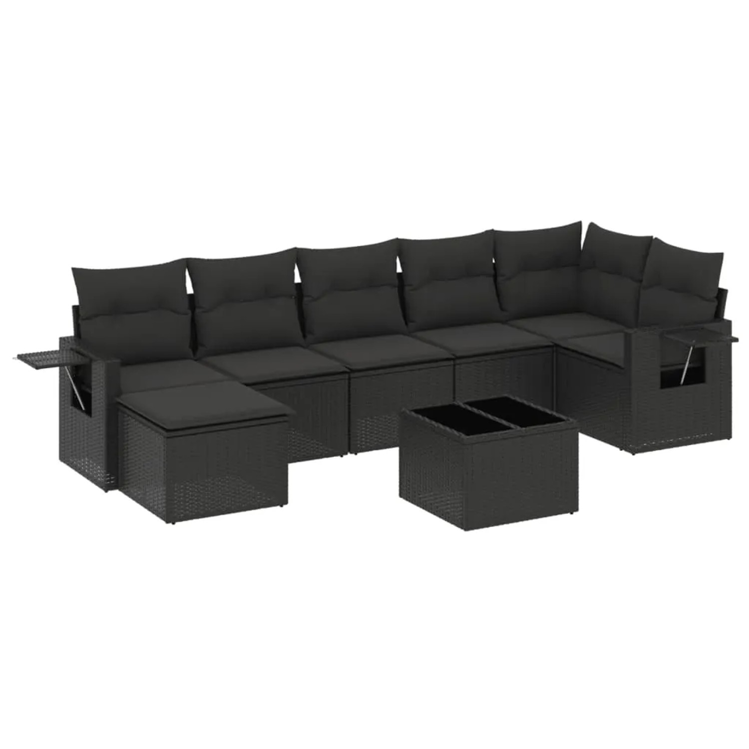 vidaXL 8-Tlg Garten-Sofagarnitur mit Kissen Schwarz Poly Rattan 3252822 günstig online kaufen