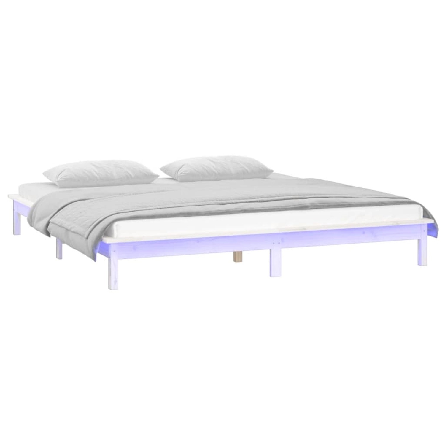 vidaXL Massivholzbett mit LEDs Weiß 140x200 cm 820607 günstig online kaufen