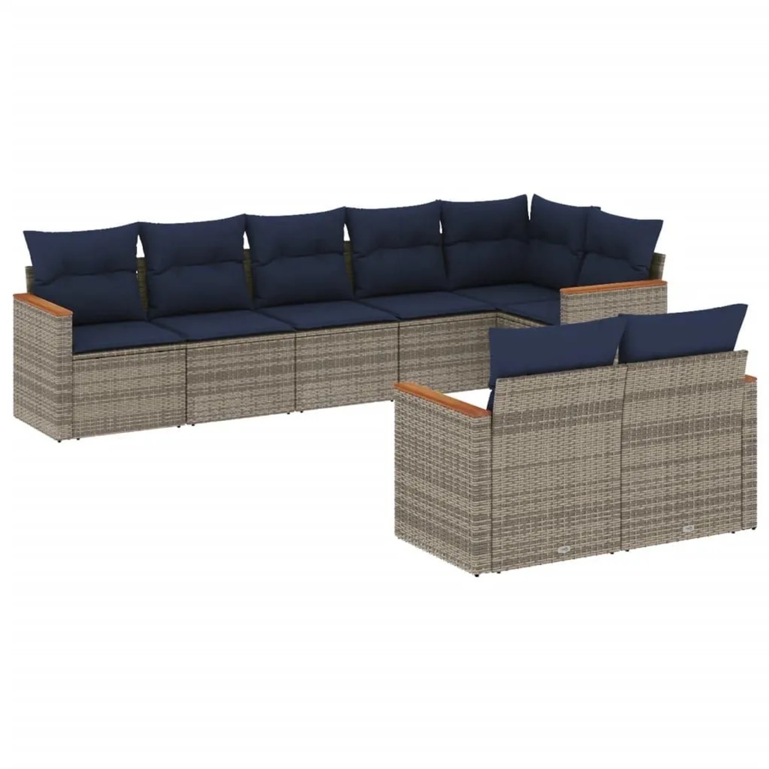 vidaXL 8-Tlg Gartensofa-Set mit Kissen Grau Polyrattan 3226152 günstig online kaufen