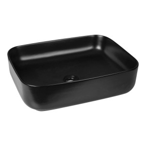 Kerra Aufsatzwaschbecken KR-384, schwarz matt, aus Sanitärkeramik, rechteckig mit runden Ecken für Waschtische.