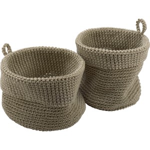 2er Set baliv Aufbewahrungskörbe in Grau, Häkeloptik für Badutensilien.