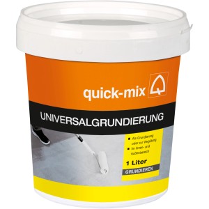 Eimer Quick-Mix Universalgrundierung, 1 Liter, für saugende Untergründe und als Haftbrücke.