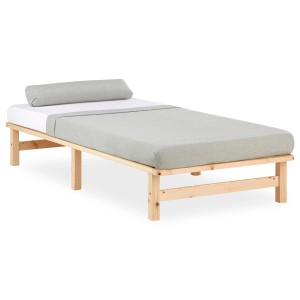 Homestyle4u Palettenbett 90x200 cm mit Lattenrost, Kiefer massiv, naturfarben.