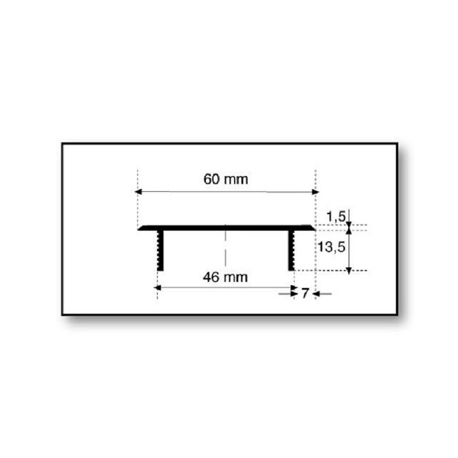 Technische Zeichnung: MS Beschläge Lüftungsgitter 60x600mm, Alu, Anthrazit RAL 7016, Maße