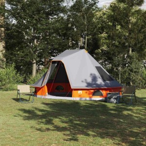 vidaXL Familien-Tipi-Zelt mit Dach Grau und Orange 466 x 310 x 240 cm 42000959