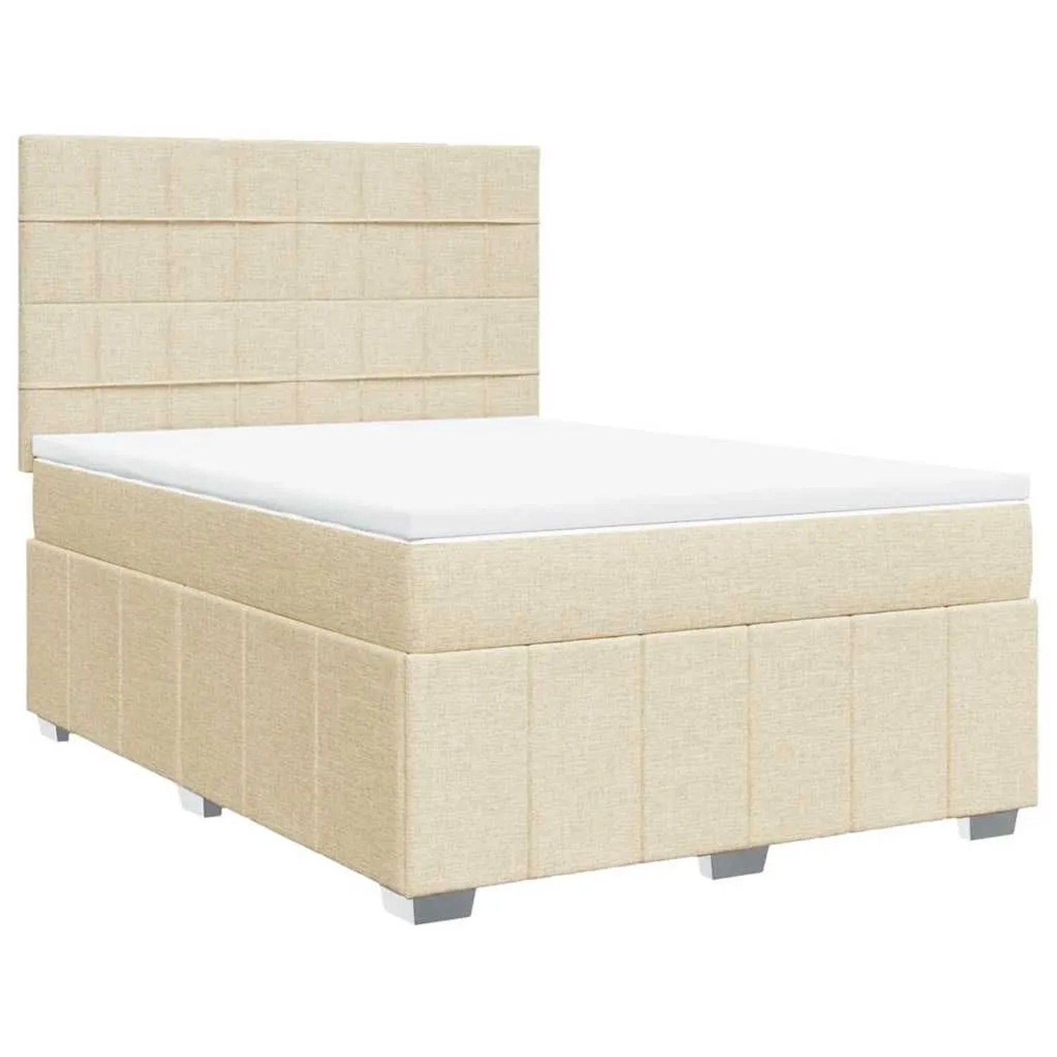 vidaXL Boxspringbett mit Matratze Creme 140x190 cm Stoff 3293968