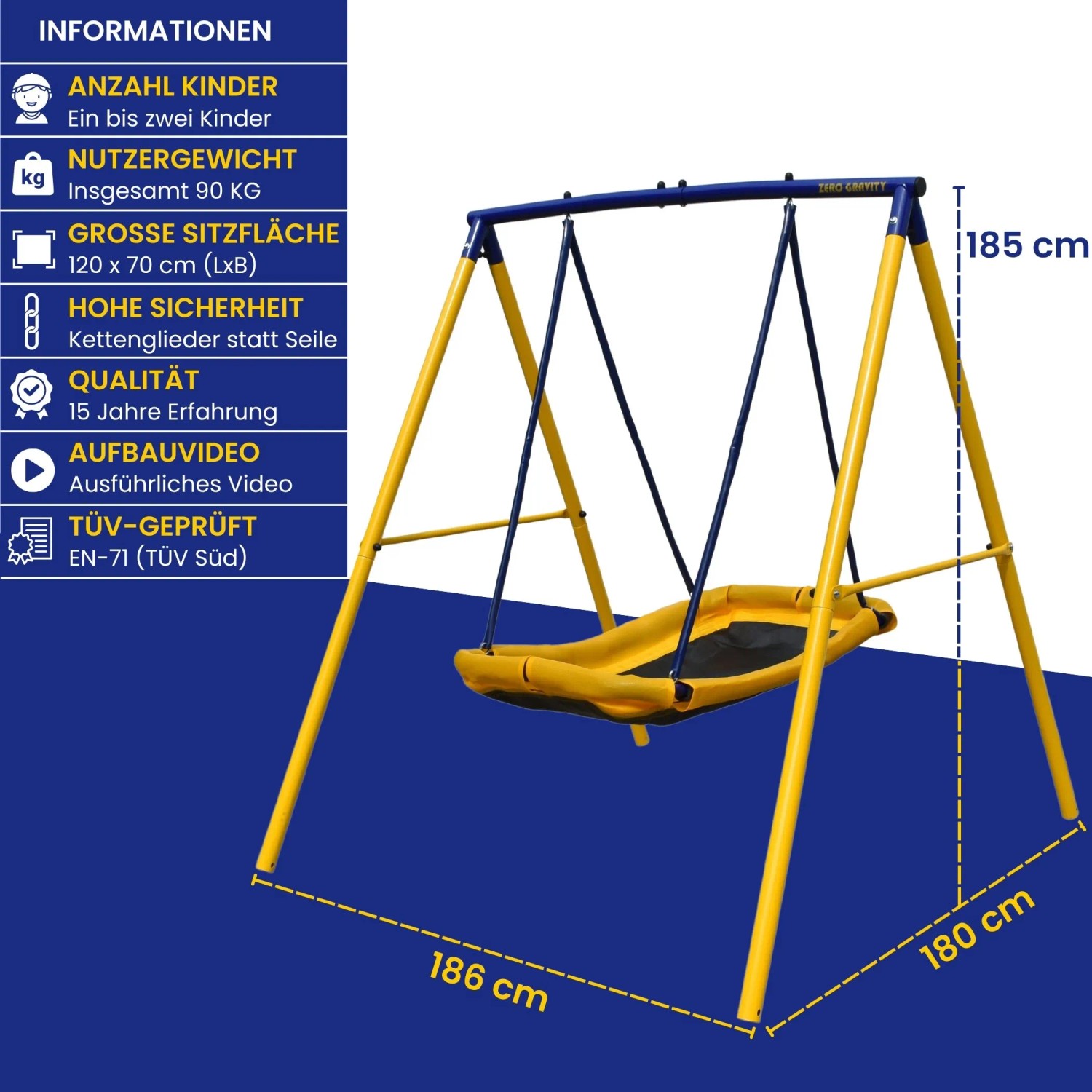 Zero Gravity Gartenschaukel MAGIC CARPET mit Stabilem und Korrosionsbeständigem Metallrahmen_2