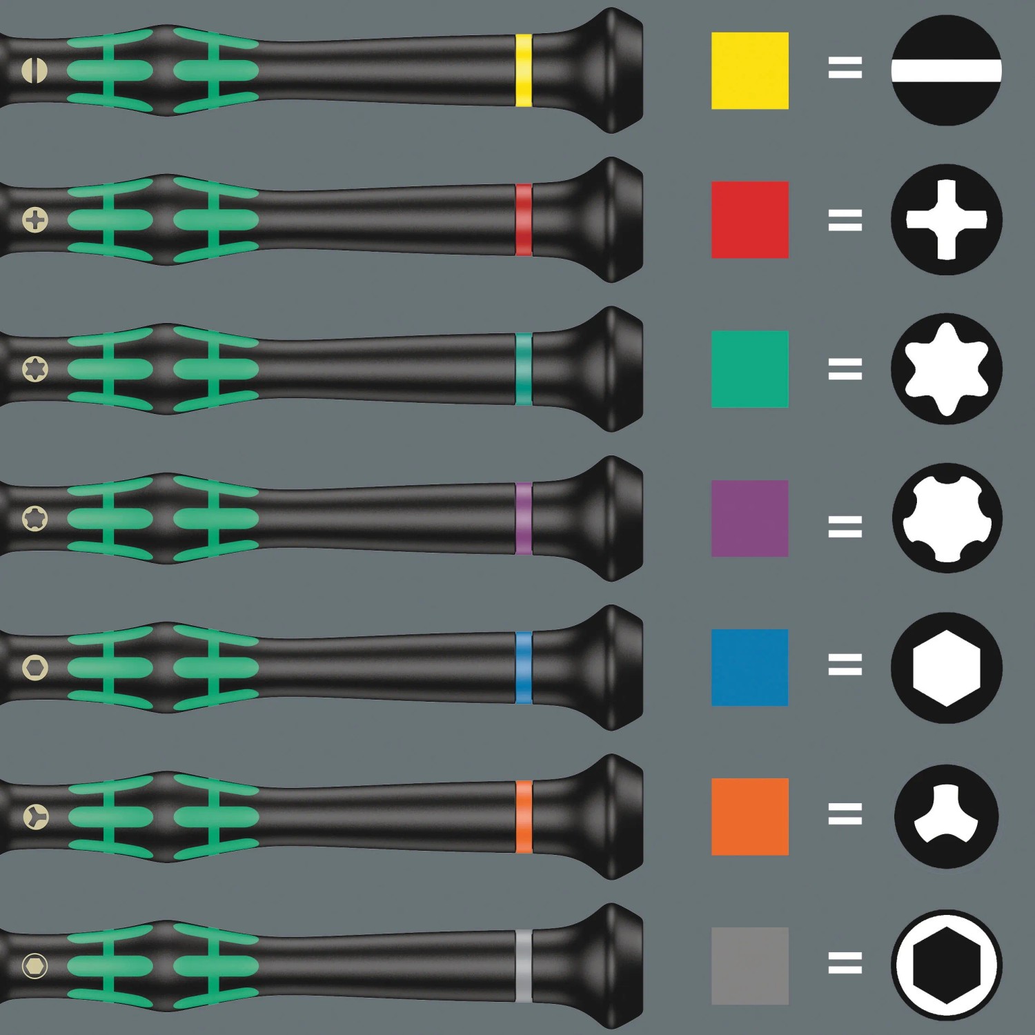 Wera Schraubendreher Set, 6-teilig, für Innen-TX-Schrauben mit Sicherungsstift und farbcodierten Griffen.