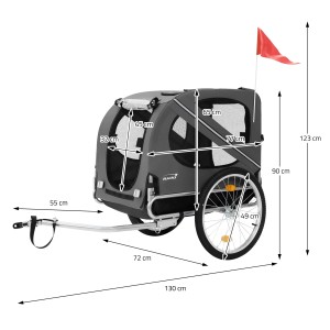 Hauki Hundeanhänger/Buggy 2in1, klappbar, grau, 130x72x90cm, bis 40kg.