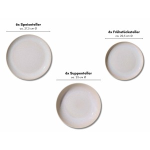 Ritzenhoff & Breker Laredo Teller-Set, 18-teilig: Speise-, Suppen-, Dessertteller aus Steinzeug.