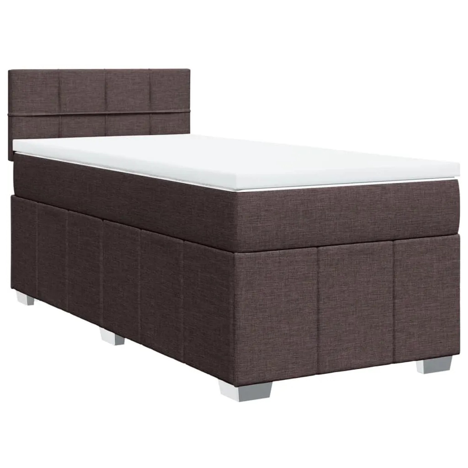 vidaXL Boxspringbett mit Matratze Dunkelbraun 100x200 cm Stoff 3289282