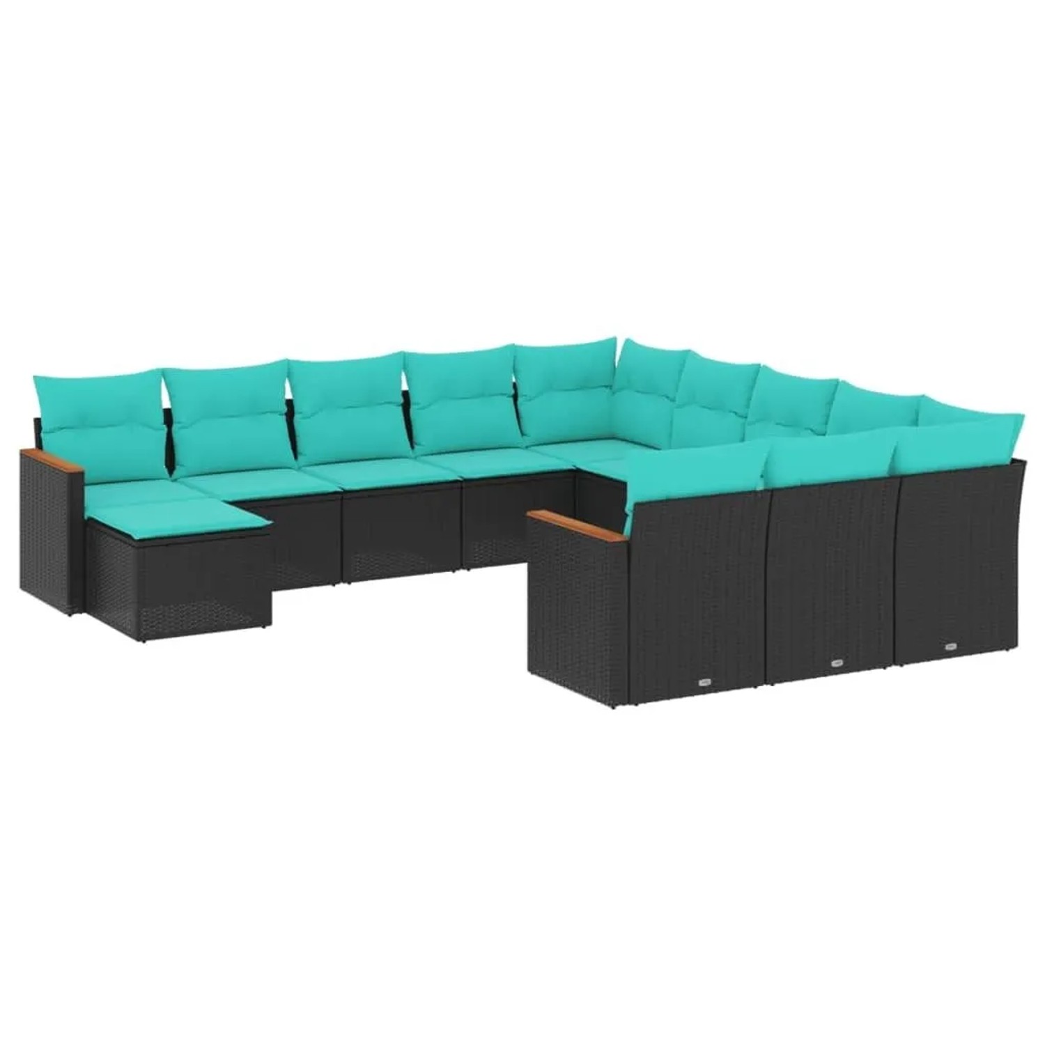vidaXL 12-Tlg Gartensofa-Set mit Kissen Schwarz Polyrattan 3226582 günstig online kaufen