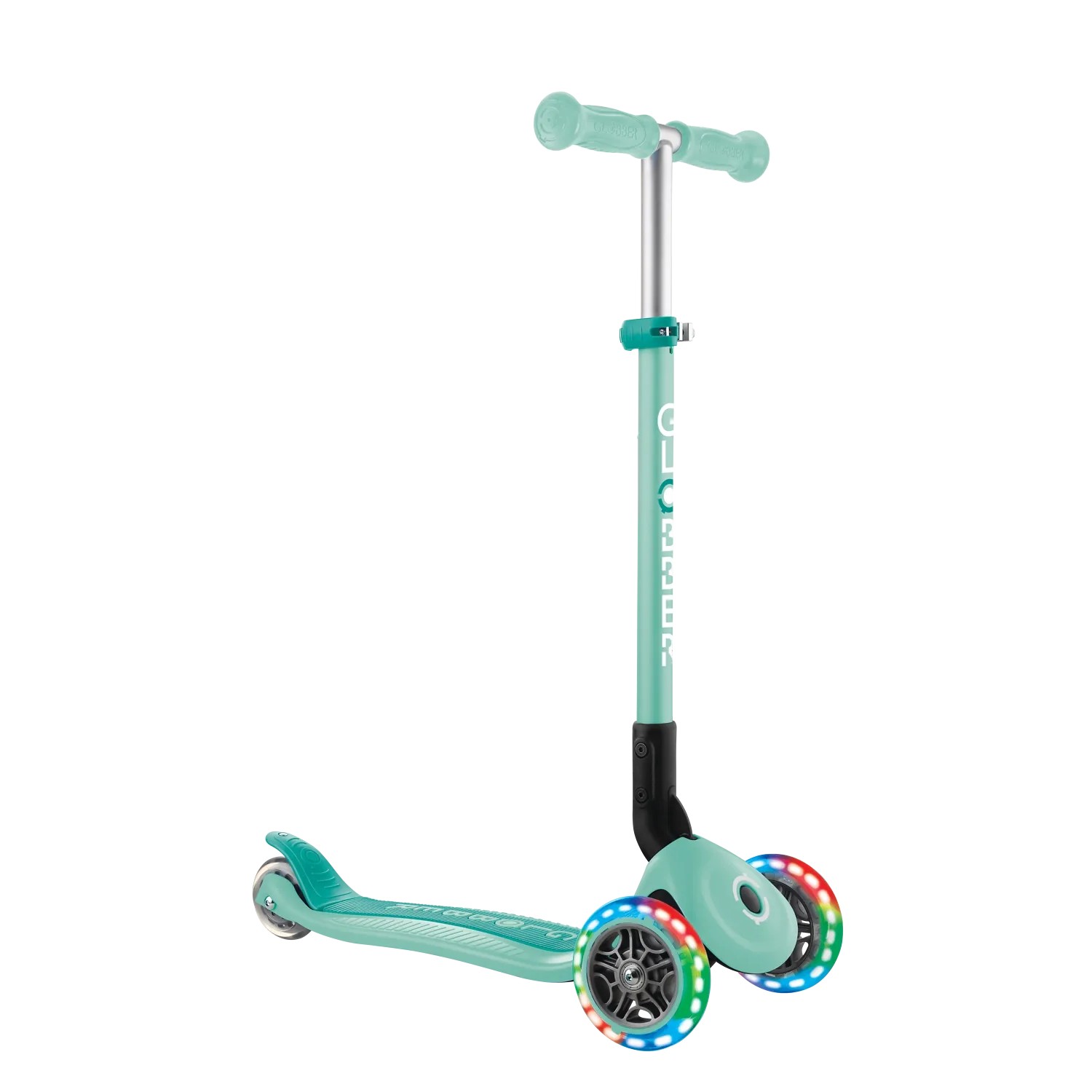 Globber Primo Foldable Lights Tretroller Kinder 120/80 mm ABEC 9 3-Rädrig Höhenverstellbar LED-Rollen Mint