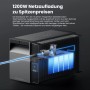 Anker Solix Solarbank 3 E2700 Pro, schwarz, mit Schnittansicht der blauen Batteriezellen und Energiefluss. 1200W Netzaufladung.